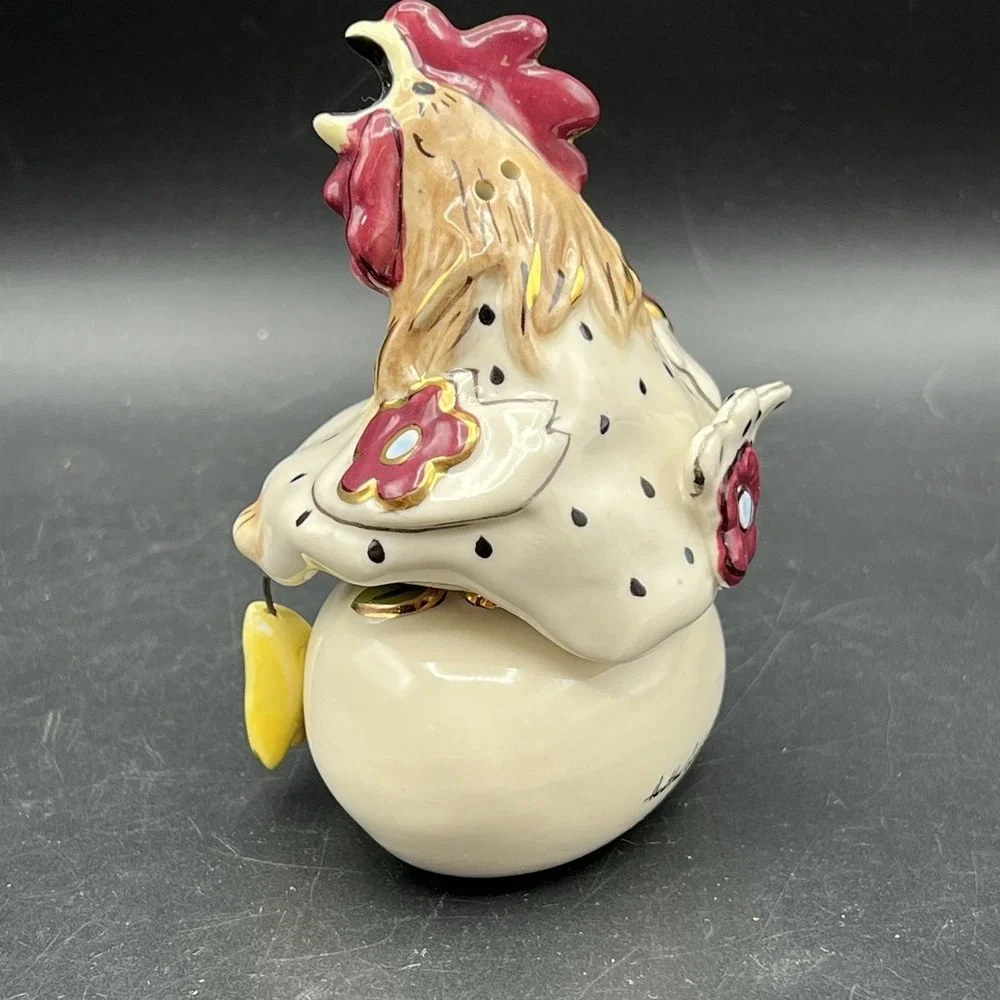 BlueSky Clay Heather Goldminc Whimsical Rooster & Egg Salt and Pepper Shaker Set